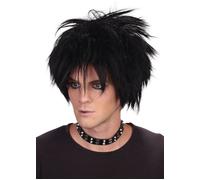 Mens 80s Goth Black Spikey Rock Star Wig