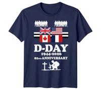 Mens 82nd Annivarsary Flags D-Day T-Shirt Tee 1944 World War II Normandy Military History Outfit #DD - L Navy