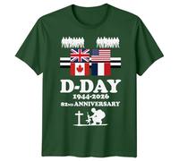 Mens 82nd Annivarsary Flags D-Day T-Shirt Tee 1944 World War II Normandy Military History Outfit #DD - 2XL Bottle Green