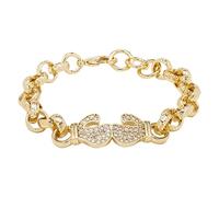 Men's 8mm Gold Plated Boxing Gloves Belcher Bracelet - Fits up to 8.5-Inch Wrist Luxury Design with Stone Accents - Weight: 28g - Bling King London