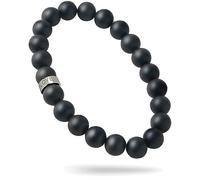 Men's 8mm Onyx Bead Bracelet with Personalized Meaningful Wording | Genuine 8mm Matte Onyx | Love Forever Faith Dad Engraved on Stainless Steel Bead, L, Stainless Steel, Onyx