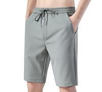 Men's 9 inch Casual Shorts Elastic Waist Drawstring Short Pants Lightweight Stretch Summer Beach Shorts Straight-Fit Chino Quick Drying Half Pants Green