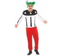 Mens 90s Rave Firestarter Costume + Wig Adult Techno Dance Singer Fancy Dress