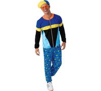 Mens 90's Tracksuit Costume Jogging Shell Sport Suit 80s Adult Stag Fancy Dress