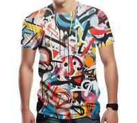 Mens 90s Vintage Oversized Shirts Unisex Harajuku T Shirt Print Graphic Tees Casual Summer Streetwear Top Streetwear Vests Pull Over （Blue-5, M