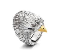 Men's 925 Silver Hawk Eagle Ring Freedom - Vintage American US Eagle 14K Gold Opening Adjustable Two-Color Ring Biker Hawk Super Fly Ring