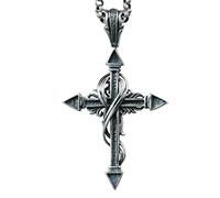 Men's 925 Sterling Silver Necklace Personality Retro Winding Cross Gothic Dark Tide Men And Women Clavicle Chain Gift