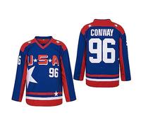 Men's #96 Charlie Conway Mighty Ducks Team USA Movie Hockey Jersey Stitched Size XL, Blue, XL