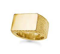 Mens 9ct Gold Engravable Barked Initial Blank Plate Signet Ring - JIR010 Jewelco London Gold W