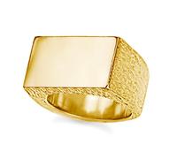 Mens 9ct Gold Engravable Barked Initial Blank Plate Signet Ring - JIR011 Jewelco London Gold Z+2