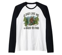 Mens A Dad Like Me is Hard to Find Cute Bigfoot Fathers Raglan Baseball Tee