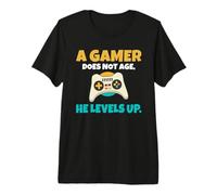 Mens A Gamer Does not Age he Levels up lustiges Gaming Premium T-Shirt