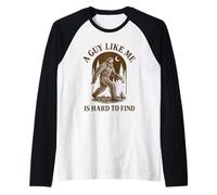 Mens A Guy Like Me is Hard to Find Funny Bigfoot Sasquatch Men Raglan Baseball Tee