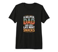 Mens A Helpful Dad Who Loves Late Night Snacks Humor Premium T-Shirt