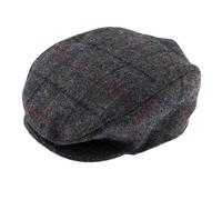 Men's Abraham Moon Check Tweed Flat Cap - CHARCOAL / L