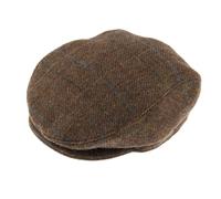 Men's Abraham Moon Check Tweed Flat Cap - CHESTNUT / M