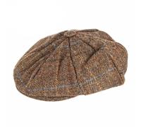 Men's Abraham Moon Check Tweed Newsboy Cap - CHESTNUT / XL