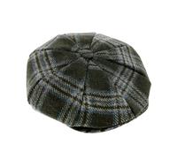 Men's Abraham Moon Check Tweed Newsboy Cap - FOREST GREEN / XL