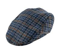 Men's Abraham Moon Dogtooth Check Tweed Flat Cap - AIRFORCE / XL