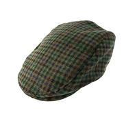 Men's Abraham Moon Dogtooth Check Tweed Flat Cap - FOREST / L