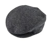 Men's Abraham Moon Herringbone Tweed Flat Cap - CHARCOAL / XL