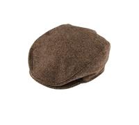 Men's Abraham Moon Herringbone Tweed Flat Cap - CHOCOLATE / XL