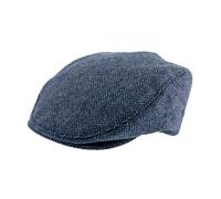 Men's Abraham Moon Herringbone Tweed Flat Cap - DENIM / M