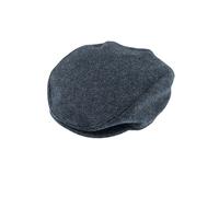 Men's Abraham Moon Herringbone Tweed Flat Cap - NAVY / M