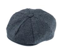 Men's Abraham Moon Herringbone Tweed Newsboy Cap - NAVY / L
