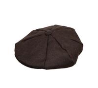 Men's Abraham Moon Plain Tweed Newsboy Cap - BROWN / L