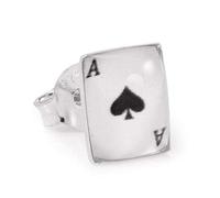 MENS Ace Of Spades Playing Card Single Stud Earring/Ear Stud - 925 Sterling Silver