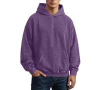 Mens Acid Wash Oversized Hoodies Long Sleeve Pullover Crew Neck Sweatshirt | soft cotton polyester blend, vintage washed effect, relaxed loose fit, ribbed cuffs and hem, casual jumper for daily wear