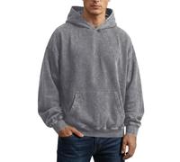 Mens Acid Wash Oversized Hoodies Long Sleeve Pullover Crew Neck Sweatshirt | soft cotton polyester blend, vintage washed effect, relaxed loose fit, ribbed cuffs and hem, casual jumper for daily wear