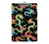Men's Acrylic Clipboard with Low Profile Clip Desk Office Supply Accessories Cool Chinese Dragons