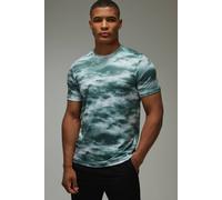 Men's Active Abstract Cloud Regular Fit T-Shirt | Forest | Size 2X-Large | BOOHOOMAN