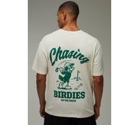 Men's Active Chasing Birdies Golf Oversized T-Shirt | Ecru | Size X-Small | BOOHOOMAN