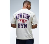 Men's Active New York City Gym Oversized Extended Neck T-Shirt | Ecru | Size Large | BOOHOOMAN