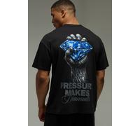 Men's Active Pressure Makes Diamonds Oversized T-Shirt | Black | Size X-Small | boohooMAN