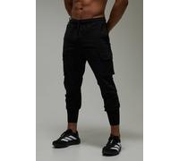 Men's Active Slim Fit Cuffed Cargo Jogger | Black | Size 2X-Large | BOOHOOMAN