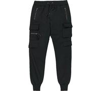 Mens Active Stretch Walking Elasticated Cargo Joggers Trousers Tactical Water Resistant Outdoor Softshell Quick Dry Pants, Black - Double Pocket, S