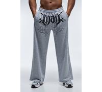 Men's Active Wide Leg Loopback Joggers | Grey Marl | Size 2X-Large | BOOHOOMAN