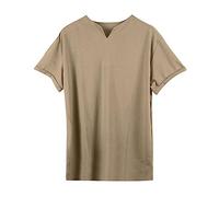 Mens Activewear Polo Tops Polo Blouse Thank You Gifts Crew Men's Solid Fitness Large Sports T Shirt Men's Elastic Cotton Pocket Short Sleeve Summer V Neck Shirt Sale Clearance Items Khaki