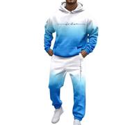 Mens Activewear Tracksuits for Men Suit Warm Daily Wear Sports Full Tracksuit Set with Angaroo Pocket Suits 2 Piece Regular Fit Sweatshirts and Hoodies Top Sets Men's Light Blue L