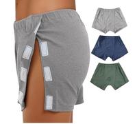 Men's Adaptive Clothing Trunks Tear Away Side Closure Foldover Boxer Shorts Cotton Post Surgery Trunk Underwear For Men (UK, Alpha, L, Regular, Regular, 3, Blue&Gray&Green)