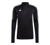 Men's adidas Condivo 22 Logo Stripe Half Zipper Training Long Sleeves Japanese Version Black T-Shirt HA6269 XS