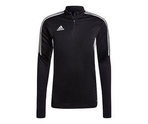 Men's adidas Condivo 22 Logo Stripe Half Zipper Training Long Sleeves Japanese Version Black T-Shirt HA6269 XXL