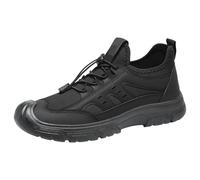 Men's Adjustable Breathable Trainers for Work and Tennis, Black, 8.5 UK