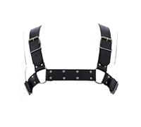 Men's Adjustable Leather Body Chest Harness Belt Gay Interest Buckles Clubwear Costume Black (Black 2)