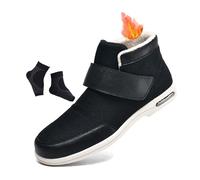 Mens Adjustable Long Tube Winter Thermal Fleece Lined Diabetic Swollen Feet Shoes, Lightweight Easy Close Orthopedic Non-Slip Sneakers, for Arthritis, Swollen Feet, Plantar Fasciitis(Black,11.5 UK)