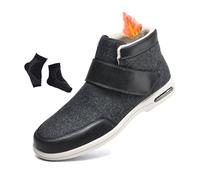 Mens Adjustable Long Tube Winter Thermal Fleece Lined Diabetic Swollen Feet Shoes, Lightweight Easy Close Orthopedic Non-Slip Sneakers, for Arthritis, Swollen Feet, Plantar Fasciitis(Grey,11.5 UK)